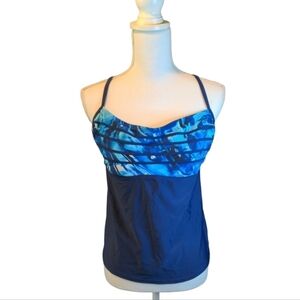 Peyton & Parker Tankini Swim Top NAVY & OCEAN BLUES Womens Sz XL